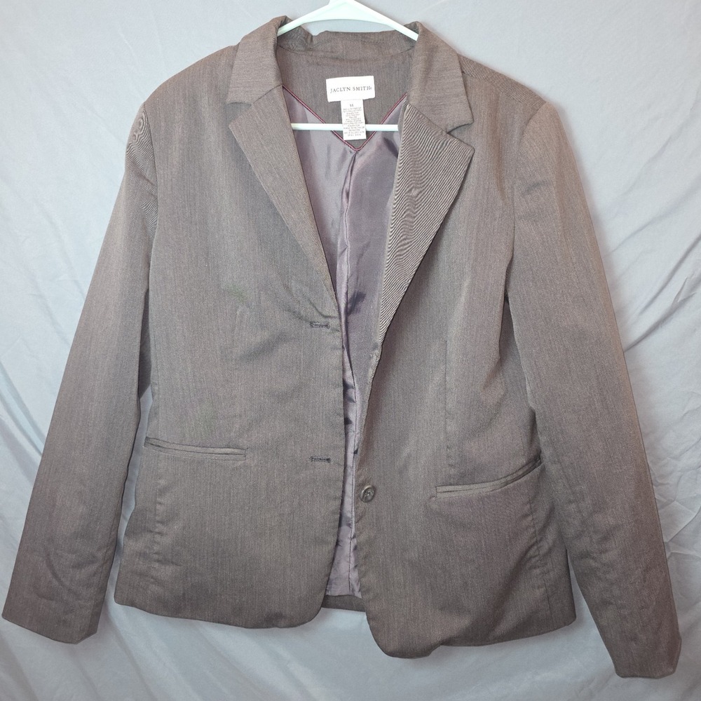 Jaclyn Smith Womens Sz 14  Gray Stretch Blazer Jacket Great Look